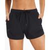 imageYonique Womens Swim Shorts Sporty Boardshorts with Pockets Drawstring Swim Bottom Swim Trunks for Teen Girls Black XL