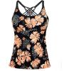 imageYonique Womens Tankini Top Swimsuits Top No Bottom Athletic Tummy Control Bathing Suits Top Swim Tank TopBlack  Orange Floral