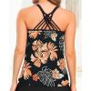 imageYonique Womens Tankini Top Swimsuits Top No Bottom Athletic Tummy Control Bathing Suits Top Swim Tank TopBlack  Orange Floral