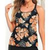imageYonique Womens Tankini Top Swimsuits Top No Bottom Athletic Tummy Control Bathing Suits Top Swim Tank TopBlack  Orange Floral