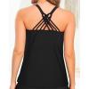 imageYonique Womens Tankini Top Swimsuits Top No Bottom Athletic Tummy Control Bathing Suits Top Swim Tank TopBlack