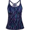 imageYonique Womens Tankini Top Swimsuits Top No Bottom Athletic Tummy Control Bathing Suits Top Swim Tank TopBlue Colorful Galaxy Stripes