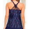 imageYonique Womens Tankini Top Swimsuits Top No Bottom Athletic Tummy Control Bathing Suits Top Swim Tank TopBlue Colorful Galaxy Stripes