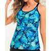 imageYonique Womens Tankini Top Swimsuits Top No Bottom Athletic Tummy Control Bathing Suits Top Swim Tank TopBlue Green Leaves