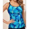 imageYonique Womens Tankini Top Swimsuits Top No Bottom Athletic Tummy Control Bathing Suits Top Swim Tank TopBlue Green Leaves