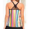 imageYonique Womens Tankini Top Swimsuits Top No Bottom Athletic Tummy Control Bathing Suits Top Swim Tank TopColorful Stripes
