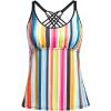 imageYonique Womens Tankini Top Swimsuits Top No Bottom Athletic Tummy Control Bathing Suits Top Swim Tank TopColorful Stripes