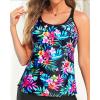 imageYonique Womens Tankini Top Swimsuits Top No Bottom Athletic Tummy Control Bathing Suits Top Swim Tank TopFlowers and Black