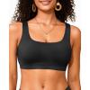imageWomen Sport Bra Swimsuit Top  Swim Bra Bikini Top Only Scoop Neck Bathing Top 2025 SwimwearBlack