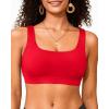 imageWomen Sport Bra Swimsuit Top  Swim Bra Bikini Top Only Scoop Neck Bathing Top 2025 SwimwearRed