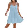 imageYonique Women Beach Cover Up Dresses Spaghetti Strap Dresses Summer Coverups Casual Sundresses with Ruffle HemBlue
