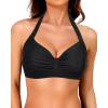 imageYonique Women Halter Bikini Top Only Retro Swimsuit Top Push Up Bathing Suit Top No BottomBlack