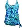 imageYonique Womens Blouson Tankini Top Only Loose Fit Swim Top No Bottom Modest Swimsuit TopBlue Leaves