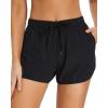 imageYonique Womens Swim Shorts Sporty Boardshorts with Pockets Drawstring Swim Bottom Swim Trunks for Teen Girls Black XL