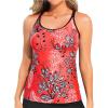 imageYonique Womens Tankini Top Swimsuits Top No Bottom Athletic Tummy Control Bathing Suits Top Swim Tank TopRed Floral