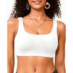 imageWomen Sport Bra Swimsuit Top  Swim Bra Bikini Top Only Scoop Neck Bathing Top 2025 SwimwearWhite