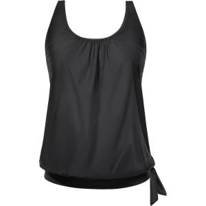 imageYonique Womens Blouson Tankini Top Only Loose Fit Swim Top No Bottom Modest Swimsuit TopBlack