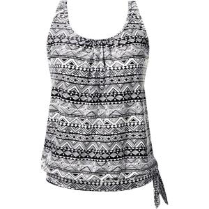 imageYonique Womens Blouson Tankini Top Only Loose Fit Swim Top No Bottom Modest Swimsuit TopBlack Tribal