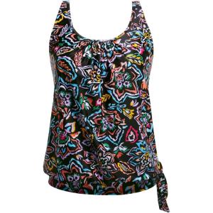 imageYonique Womens Blouson Tankini Top Only Loose Fit Swim Top No Bottom Modest Swimsuit TopColorful Paisley