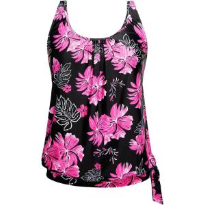 imageYonique Womens Blouson Tankini Top Only Loose Fit Swim Top No Bottom Modest Swimsuit TopPink Floral
