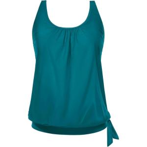 imageYonique Womens Blouson Tankini Top Only Loose Fit Swim Top No Bottom Modest Swimsuit TopTeal