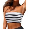 imageBandeau Bikini Tops for Women  Strapless Swim Top Bathing Suit Tube Swimsuit TopsStriped