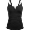 imageWomen Tankini Bathing Suit Top  Ruched Tummy Control Swimsuit Top Modest Swim Tank Top Only No Bottom 2025Black