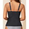 imageWomen Tankini Bathing Suit Top  Ruched Tummy Control Swimsuit Top Modest Swim Tank Top Only No Bottom 2025Black