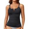 imageWomen Tankini Bathing Suit Top  Ruched Tummy Control Swimsuit Top Modest Swim Tank Top Only No Bottom 2025Black