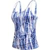imageWomen Tankini Bathing Suit Top  Ruched Tummy Control Swimsuit Top Modest Swim Tank Top Only No Bottom 2025Blue Tie Dye