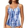 imageWomen Tankini Bathing Suit Top  Ruched Tummy Control Swimsuit Top Modest Swim Tank Top Only No Bottom 2025Blue Tie Dye