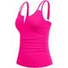 imageWomen Tankini Bathing Suit Top  Ruched Tummy Control Swimsuit Top Modest Swim Tank Top Only No Bottom 2025Hot Pink