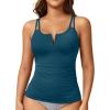imageWomen Tankini Bathing Suit Top  Ruched Tummy Control Swimsuit Top Modest Swim Tank Top Only No Bottom 2025Teal