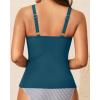 imageWomen Tankini Bathing Suit Top  Ruched Tummy Control Swimsuit Top Modest Swim Tank Top Only No Bottom 2025Teal