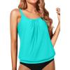 imageYonique Blouson Tankini Tops for Women Swimwear Top Only Modest Tankini Tops Loose Fit Swim Tops No BottomAqua Blue