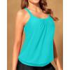imageYonique Blouson Tankini Tops for Women Swimwear Top Only Modest Tankini Tops Loose Fit Swim Tops No BottomAqua Blue