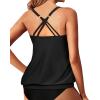 imageYonique Blouson Tankini Tops for Women Swimwear Top Only Modest Tankini Tops Loose Fit Swim Tops No BottomBlack 01