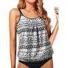 imageYonique Blouson Tankini Tops for Women Swimwear Top Only Modest Tankini Tops Loose Fit Swim Tops No BottomBlack Tribal