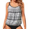 imageYonique Blouson Tankini Tops for Women Swimwear Top Only Modest Tankini Tops Loose Fit Swim Tops No BottomBlack Tribal
