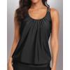 imageYonique Blouson Tankini Tops for Women Swimwear Top Only Modest Tankini Tops Loose Fit Swim Tops No BottomBlackdouble Up