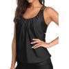 imageYonique Blouson Tankini Tops for Women Swimwear Top Only Modest Tankini Tops Loose Fit Swim Tops No BottomBlackdouble Up