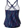 imageYonique Blouson Tankini Tops for Women Swimwear Top Only Modest Tankini Tops Loose Fit Swim Tops No BottomBlue Stripe