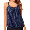 imageYonique Blouson Tankini Tops for Women Swimwear Top Only Modest Tankini Tops Loose Fit Swim Tops No BottomBlue Stripe