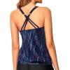 imageYonique Blouson Tankini Tops for Women Swimwear Top Only Modest Tankini Tops Loose Fit Swim Tops No BottomBlue Stripe