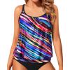 imageYonique Blouson Tankini Tops for Women Swimwear Top Only Modest Tankini Tops Loose Fit Swim Tops No BottomColor Striped