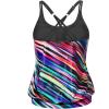 imageYonique Blouson Tankini Tops for Women Swimwear Top Only Modest Tankini Tops Loose Fit Swim Tops No BottomColor Striped