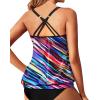 imageYonique Blouson Tankini Tops for Women Swimwear Top Only Modest Tankini Tops Loose Fit Swim Tops No BottomColor Striped