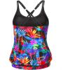 imageYonique Blouson Tankini Tops for Women Swimwear Top Only Modest Tankini Tops Loose Fit Swim Tops No BottomColorful Leaves