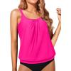 imageYonique Blouson Tankini Tops for Women Swimwear Top Only Modest Tankini Tops Loose Fit Swim Tops No BottomHot Pink