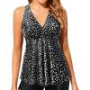 imageYonique Plus Size Tankini Tops for Women No Bottom Flowy Bathing Suit Top V Neck Swim TopBlack  White Dot